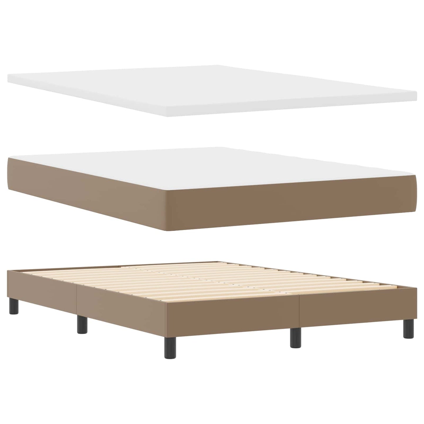 Box spring seng med madras Cappuccino 140 x 190 cm Kunstlæder