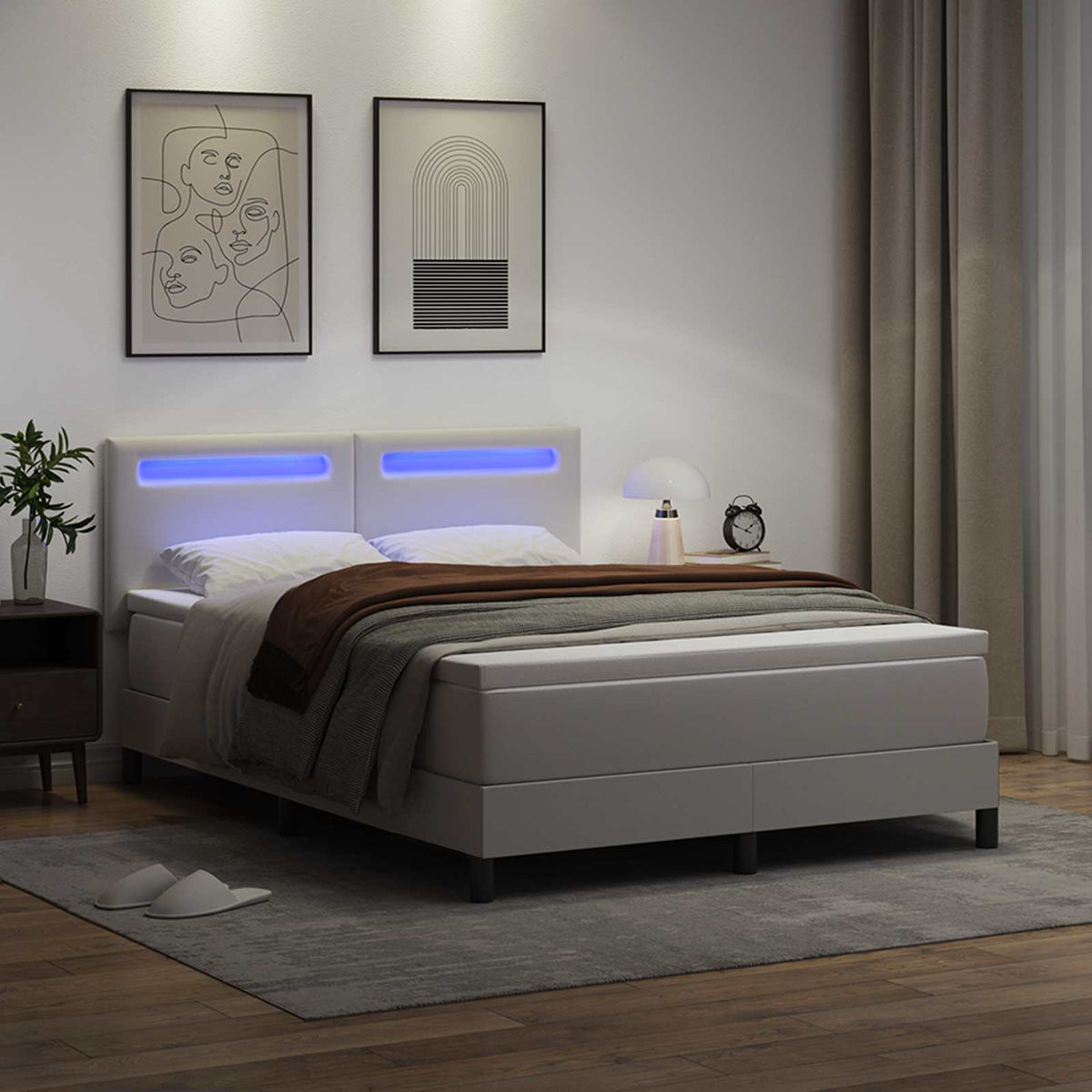 Box spring seng med madras Hvid 140 x 200 cm Kunstlæder
