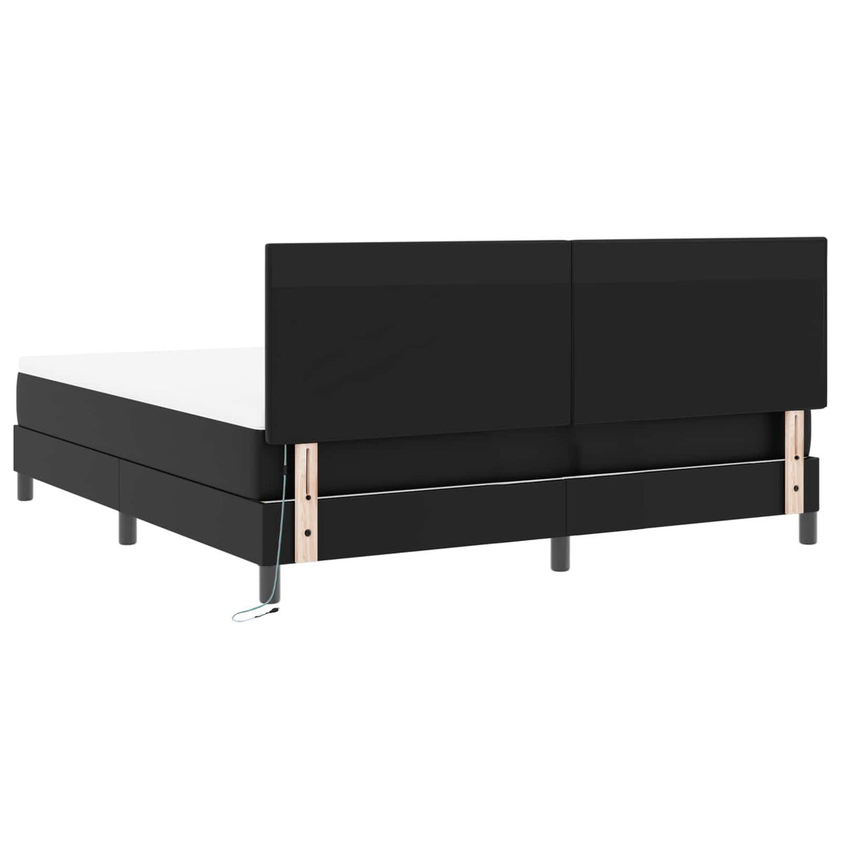 Box spring seng med hovedgærde Sort 180 x 200 cm Kunstlæder