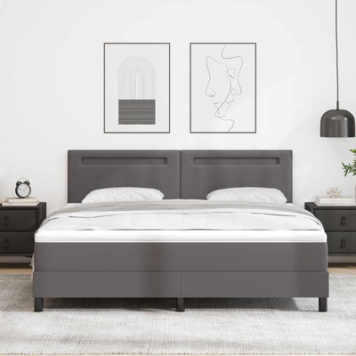 Box spring seng med madras Grå 180 x 200 cm Kunstlæder