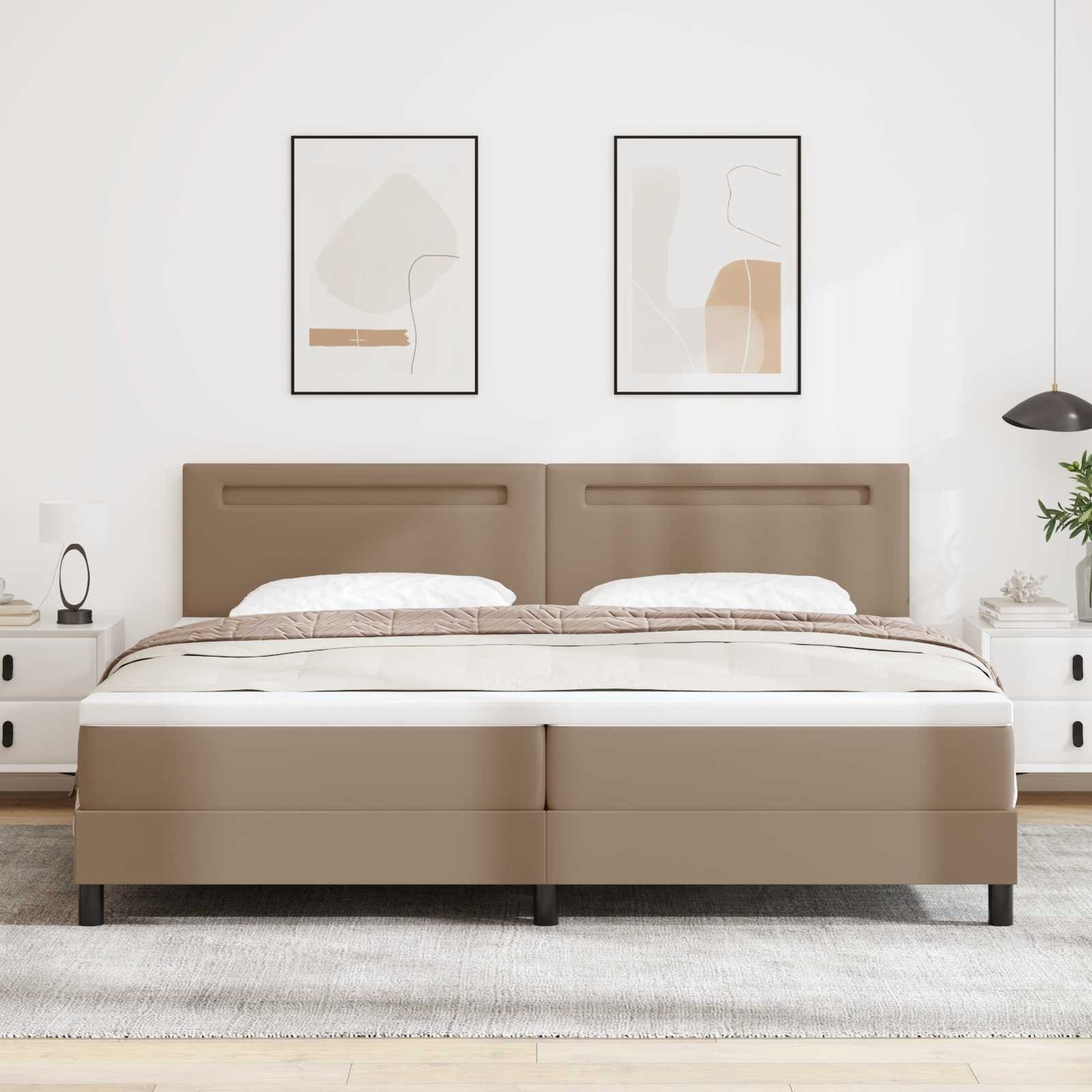 Box spring seng Cappuccino 200 x 200 cm Kunstlæder