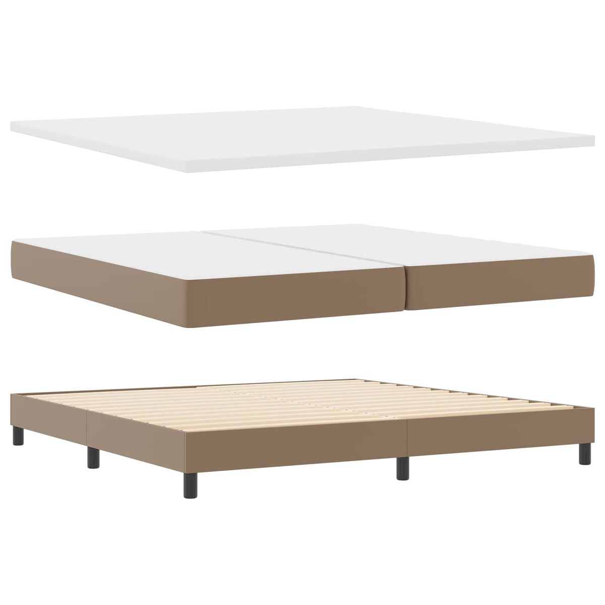 Box spring seng Cappuccino 200 x 200 cm Kunstlæder