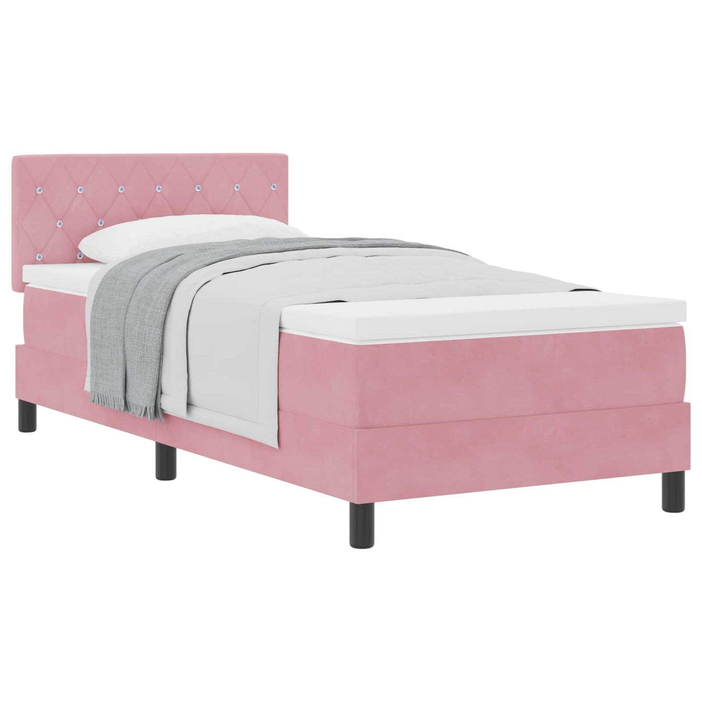 Box spring seng med madras Lyserød 90 x 190 cm Fløjl