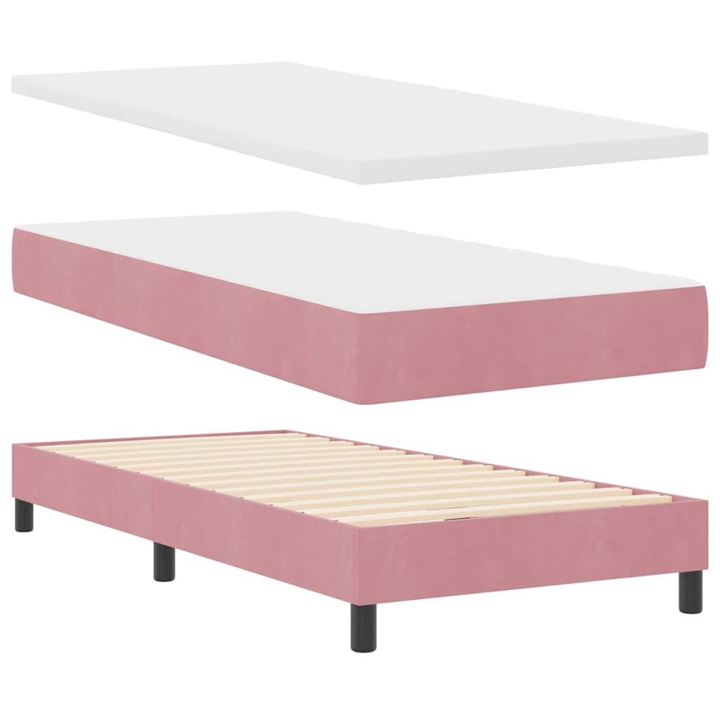 Box spring seng med madras Lyserød 100 x 200 cm Fløjl