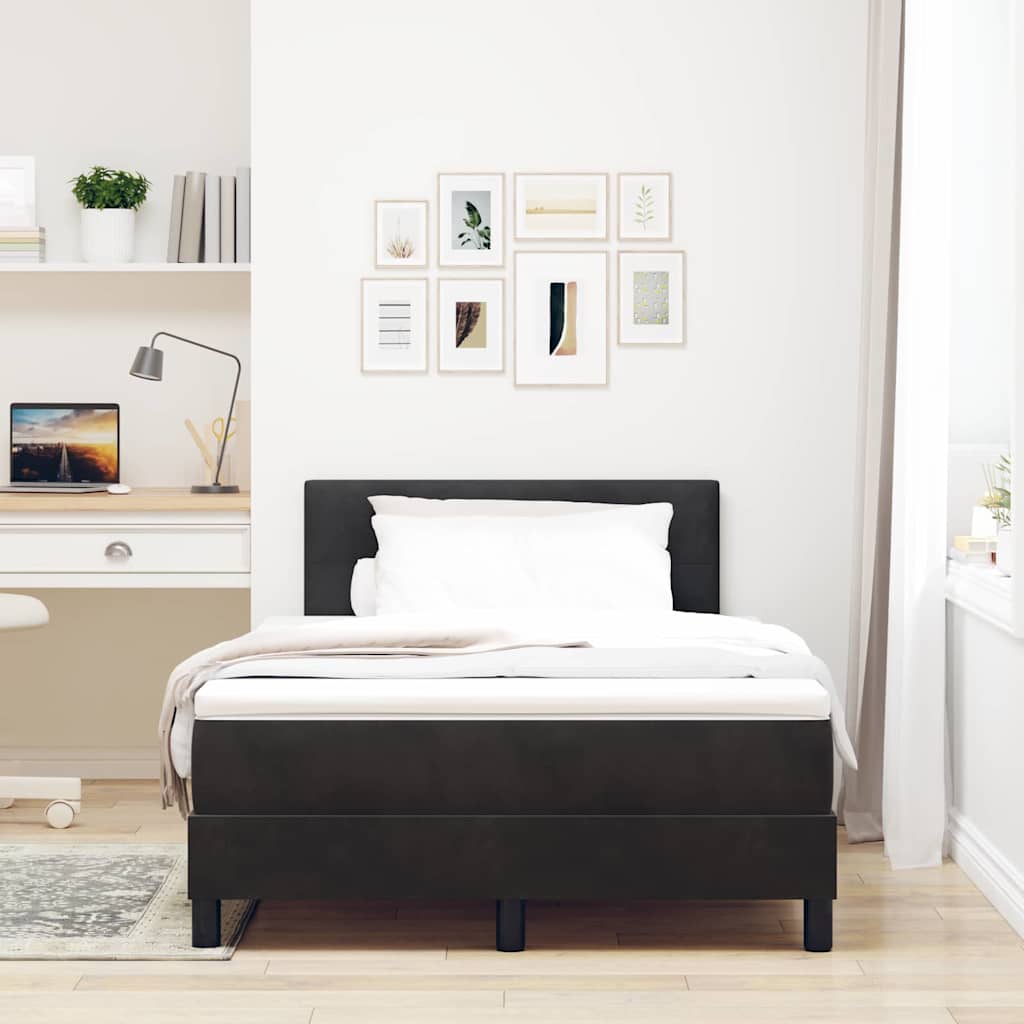 Box spring seng med madras Sort 120 x 200 cm Fløjl
