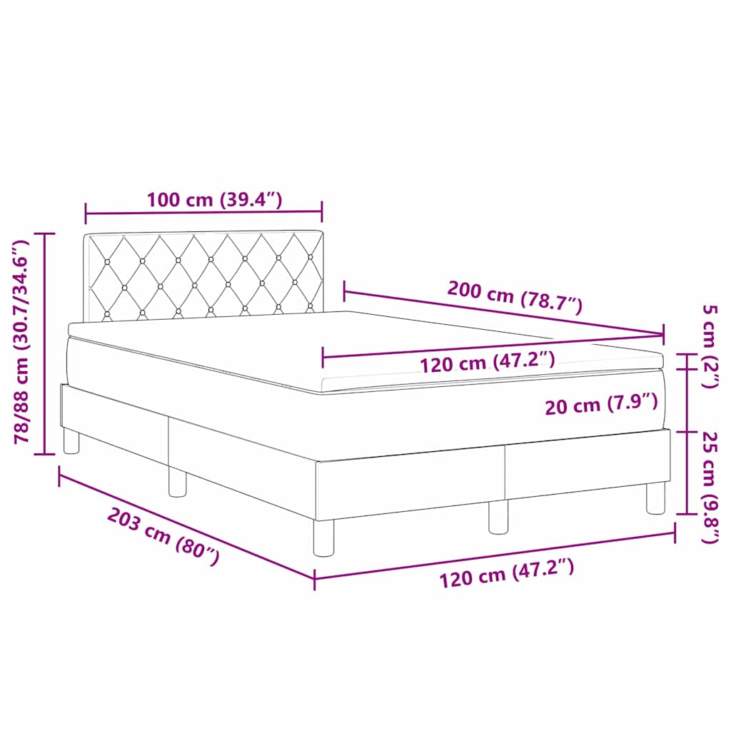 Box spring seng med madras Lyserød 120 x 200 cm Fløjl