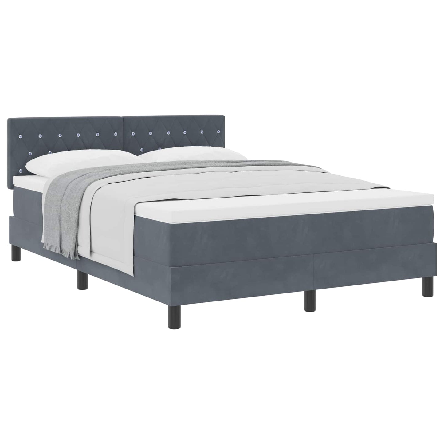 Box spring seng med madras Mørkegrå 140 x 190 cm Fløjl
