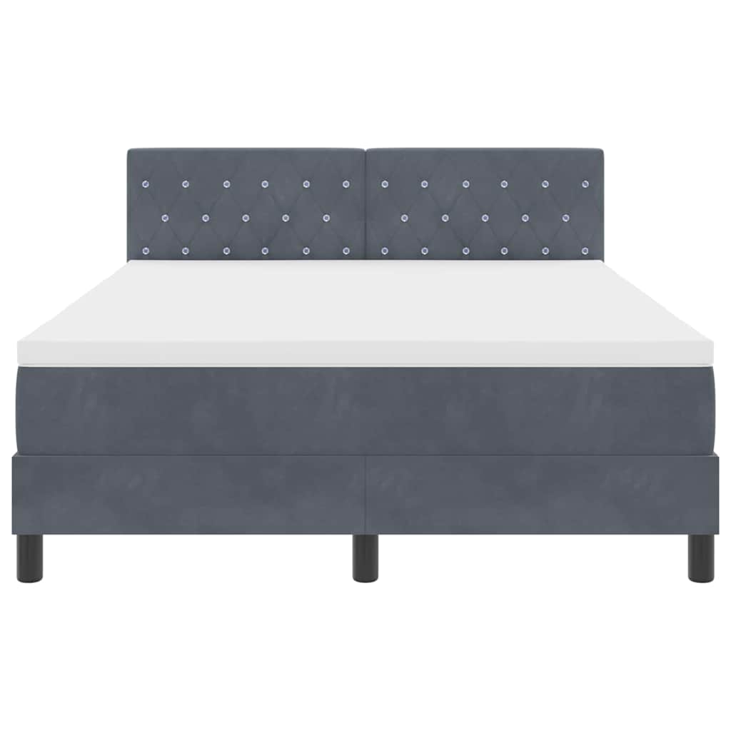 Box spring seng med madras Mørkegrå 140 x 190 cm Fløjl