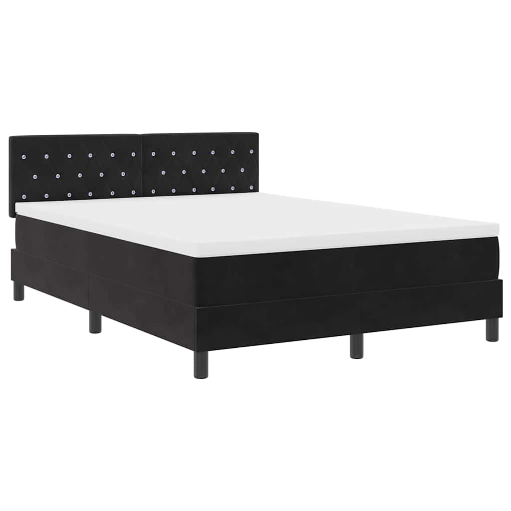 Box spring seng med madras Sort 140 x 190 cm Fløjl
