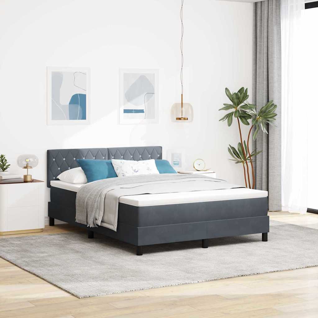 Box spring seng med madras Mørkegrå 140 x 200 cm Fløjl