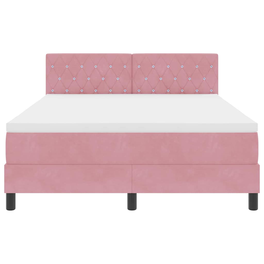 Box spring seng med madras Lyserød 140 x 200 cm Fløjl