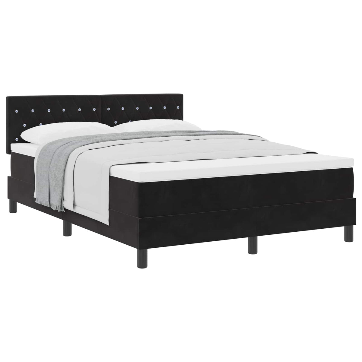 Box spring seng med madras Sort 160 x 200 cm Fløjl