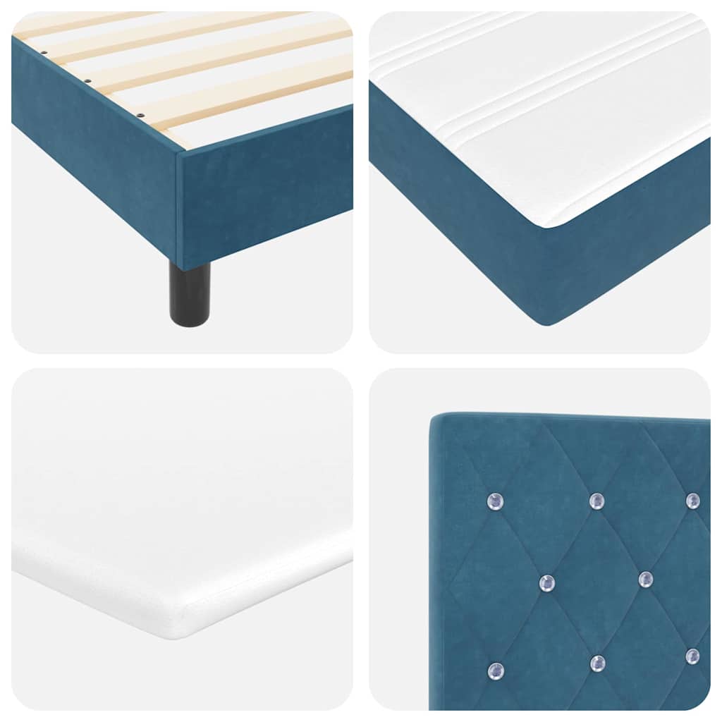 Box spring seng med madras Mørk blå 160 x 200 cm Fløjl