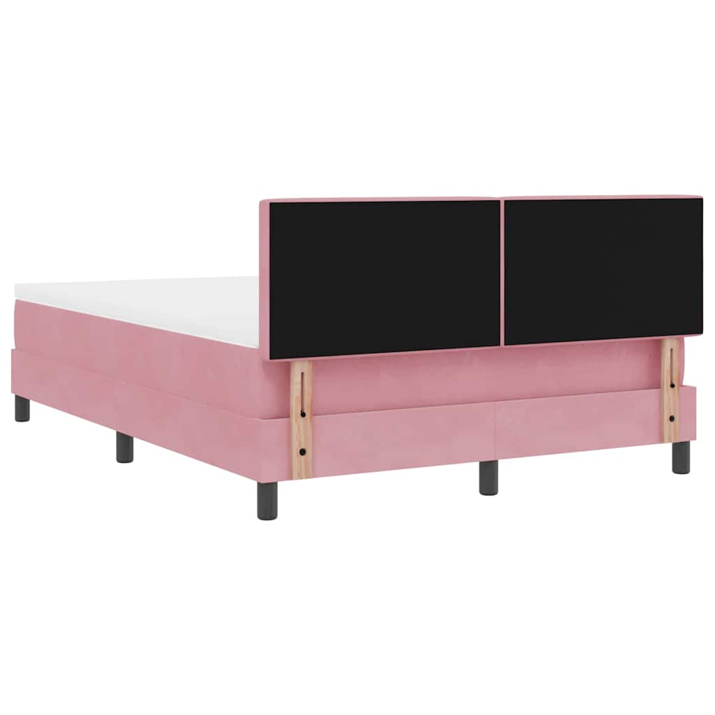 Box spring seng med madras Lyserød 160 x 200 cm Fløjl