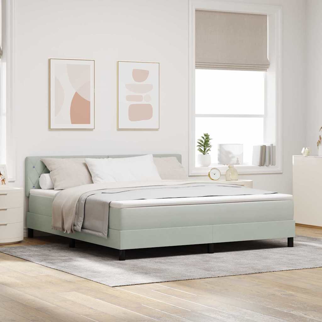 Box spring seng med madras Lysegrå 180 x 200 cm Fløjl