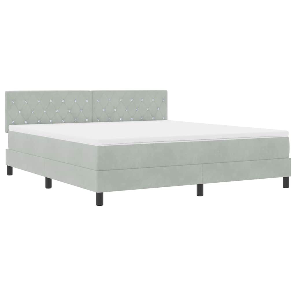 Box spring seng med madras Lysegrå 180 x 200 cm Fløjl
