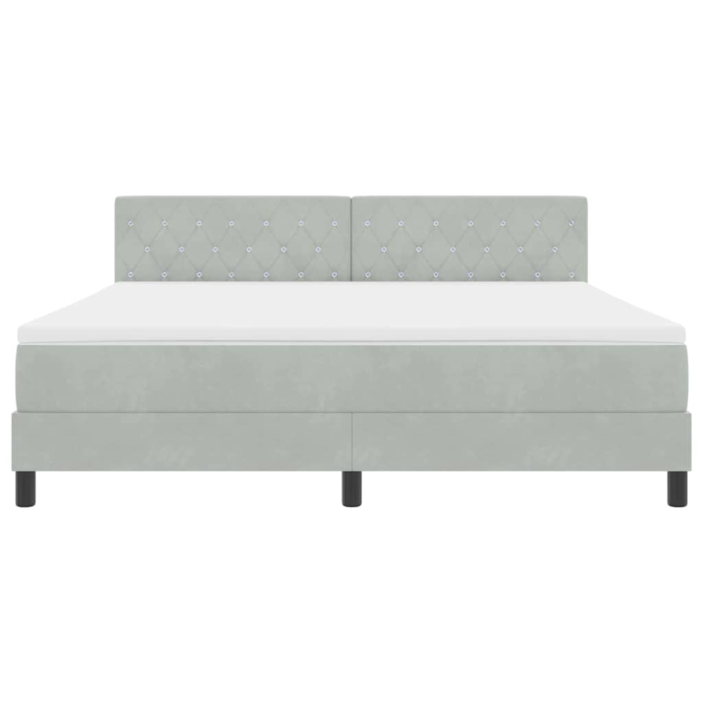 Box spring seng med madras Lysegrå 180 x 200 cm Fløjl