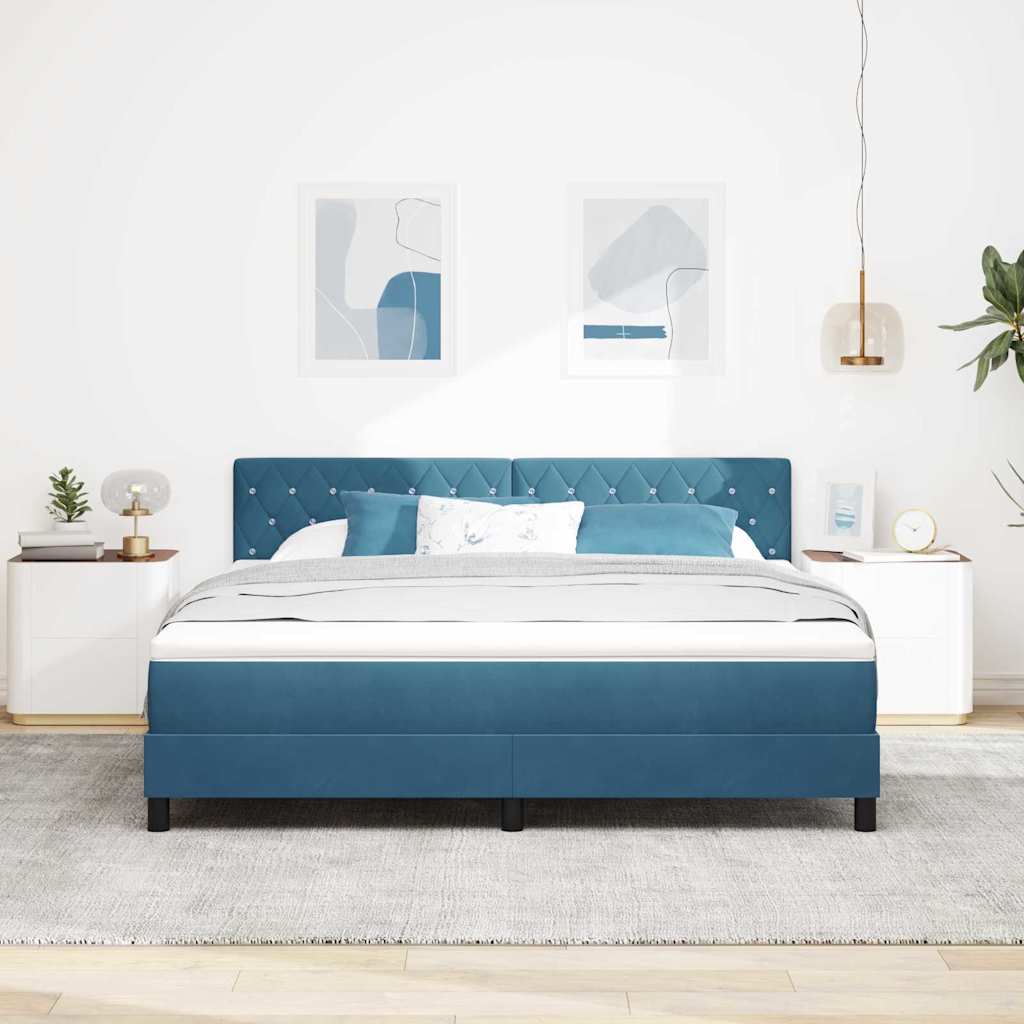 Box spring seng med madras Mørk blå 180 x 200 cm Fløjl