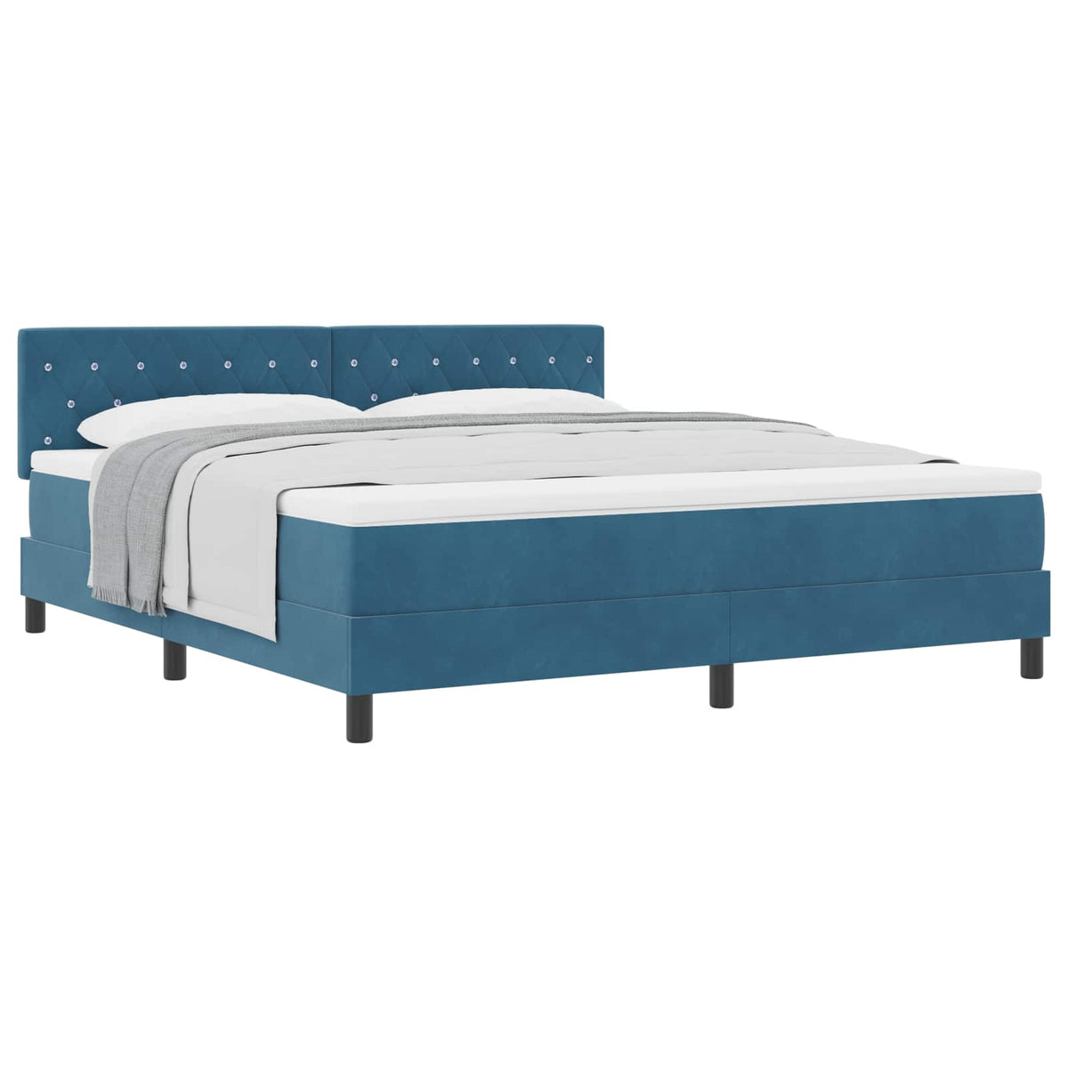 Box spring seng med madras Mørk blå 180 x 200 cm Fløjl