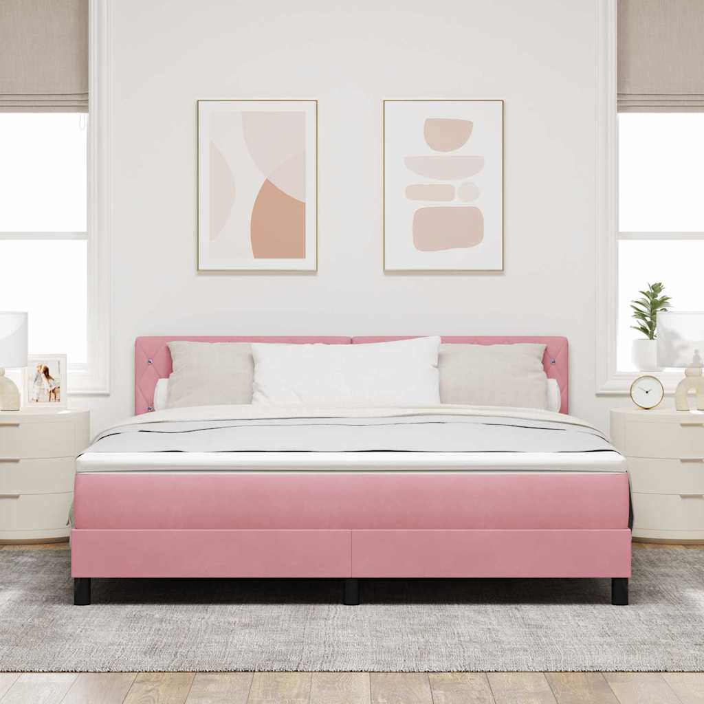 Box spring seng med hovedgærde Lyserød 180 x 200 cm Fløjl