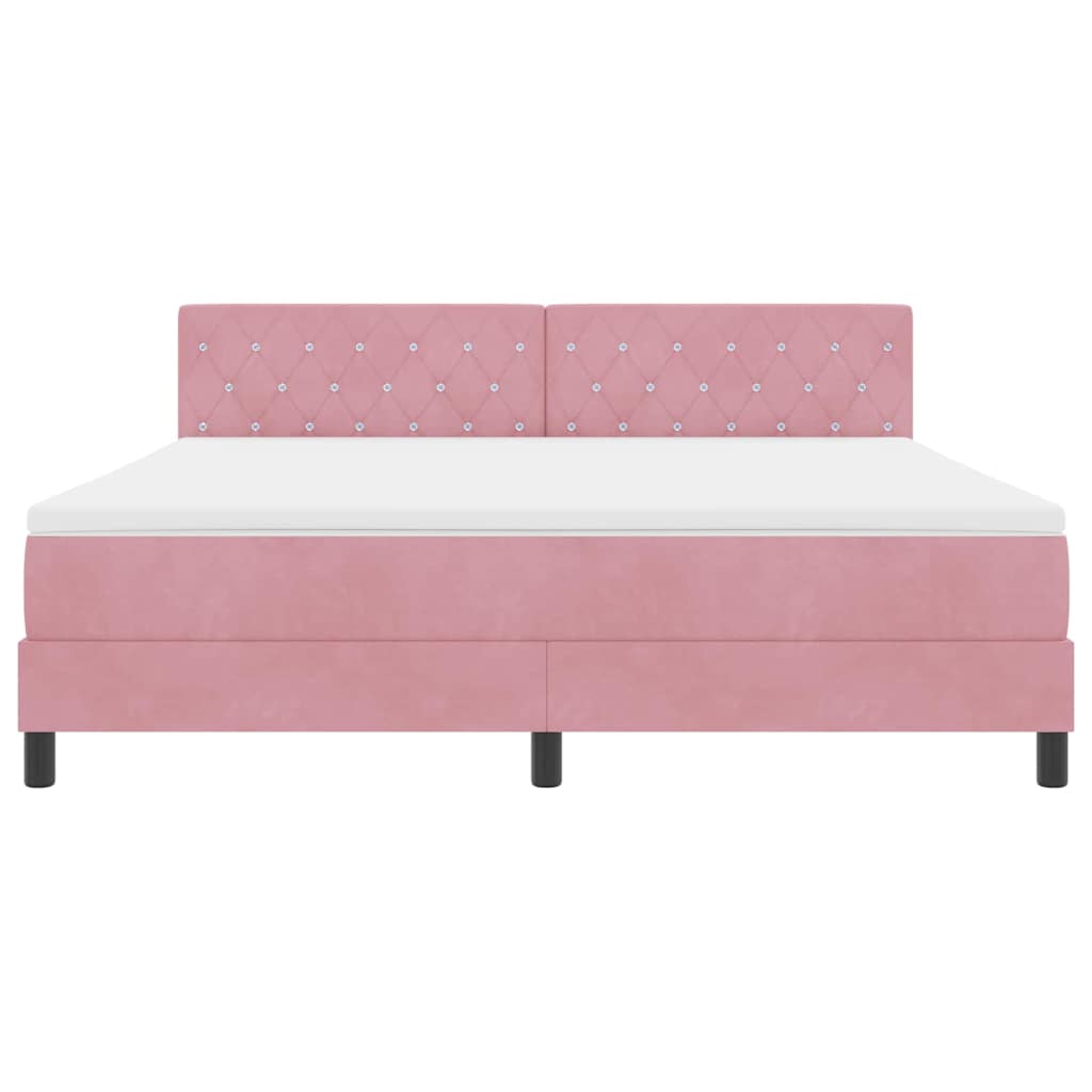 Box spring seng med hovedgærde Lyserød 180 x 200 cm Fløjl