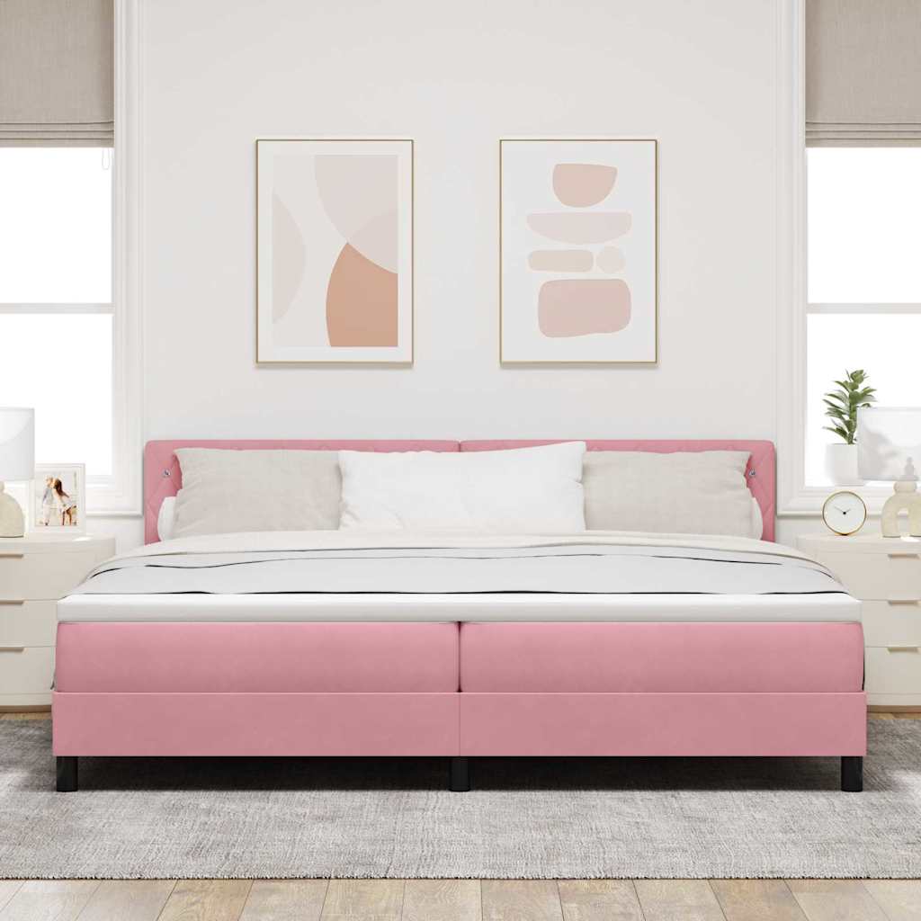 Box spring seng med madras Lyserød 200 x 200 cm Fløjl