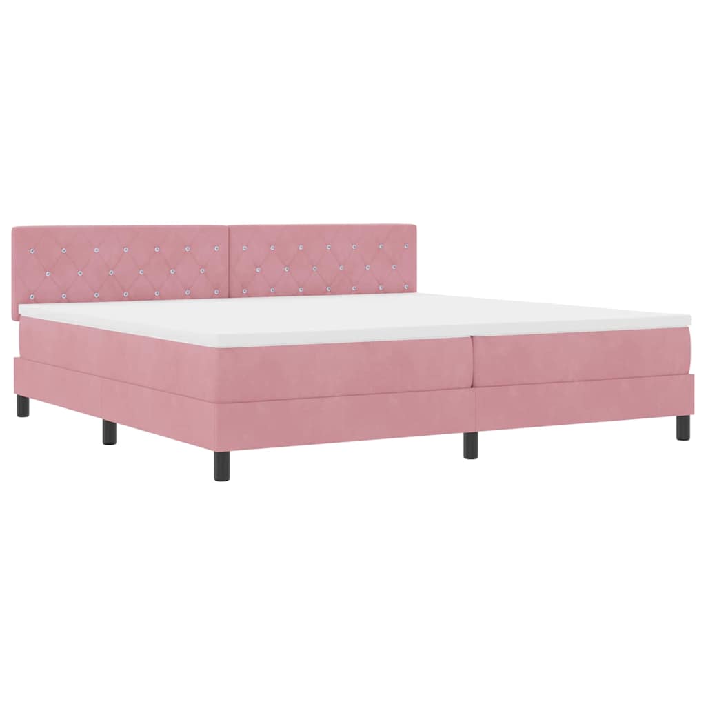 Box spring seng med madras Lyserød 200 x 200 cm Fløjl