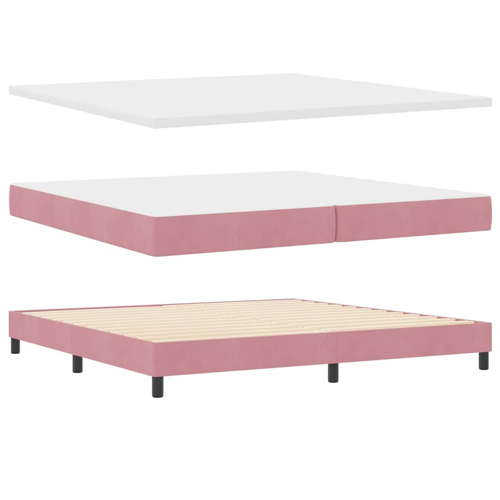 Box spring seng med madras Lyserød 200 x 200 cm Fløjl