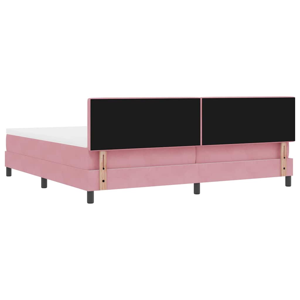 Box spring seng med madras Lyserød 200 x 200 cm Fløjl