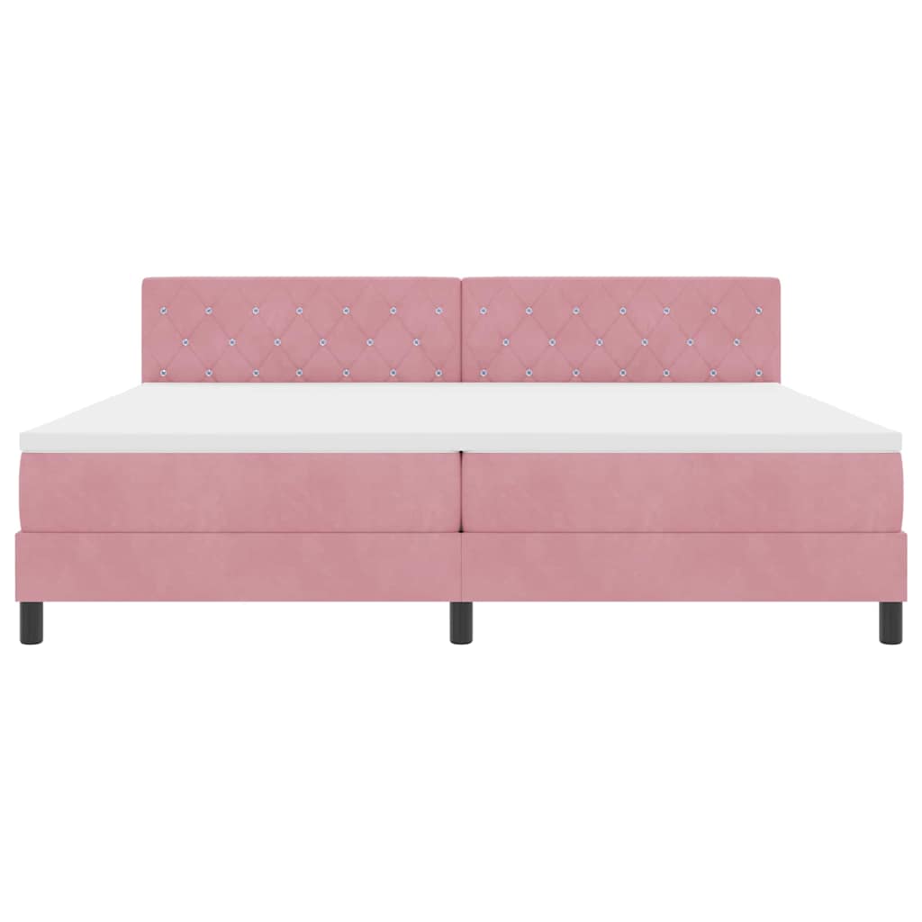 Box spring seng med madras Lyserød 200 x 200 cm Fløjl