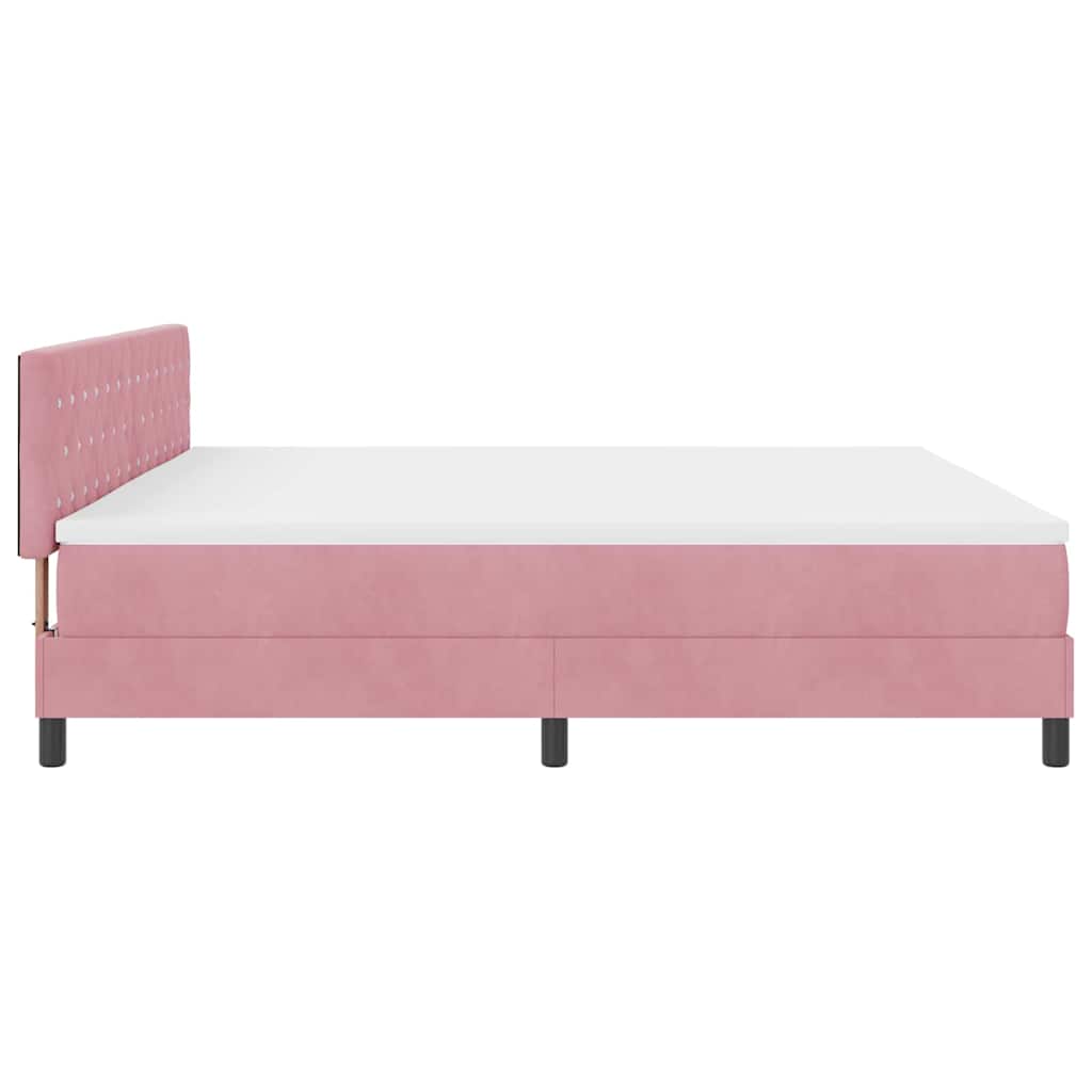 Box spring seng med madras Lyserød 200 x 200 cm Fløjl
