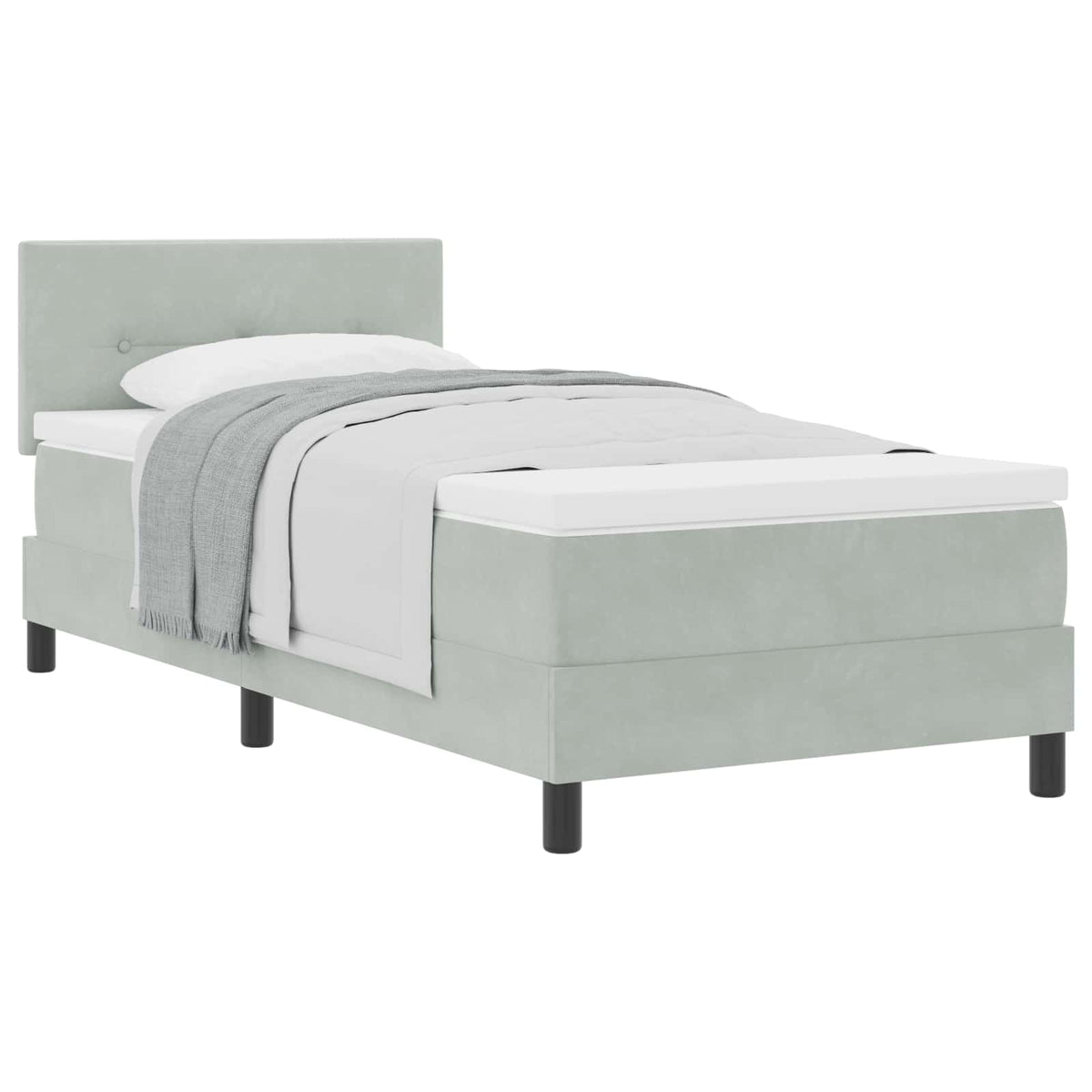 Box spring seng med hovedgærde Lysegrå 80 x 200 cm Fløjl