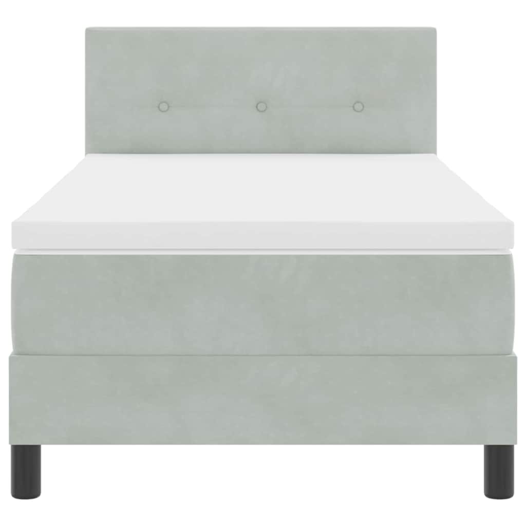 Box spring seng med hovedgærde Lysegrå 80 x 200 cm Fløjl