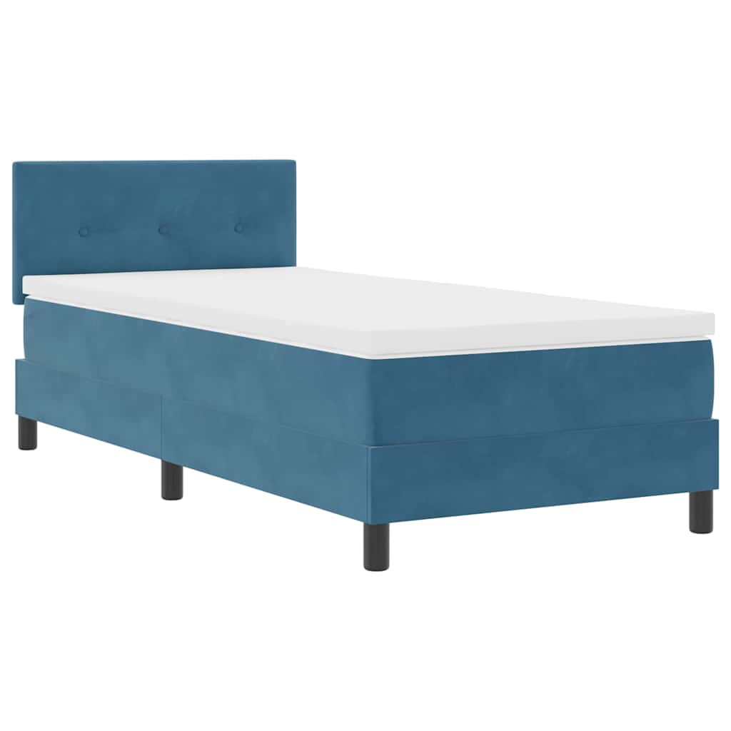 Box spring seng med madras Mørk blå 100 x 200 cm Fløjl