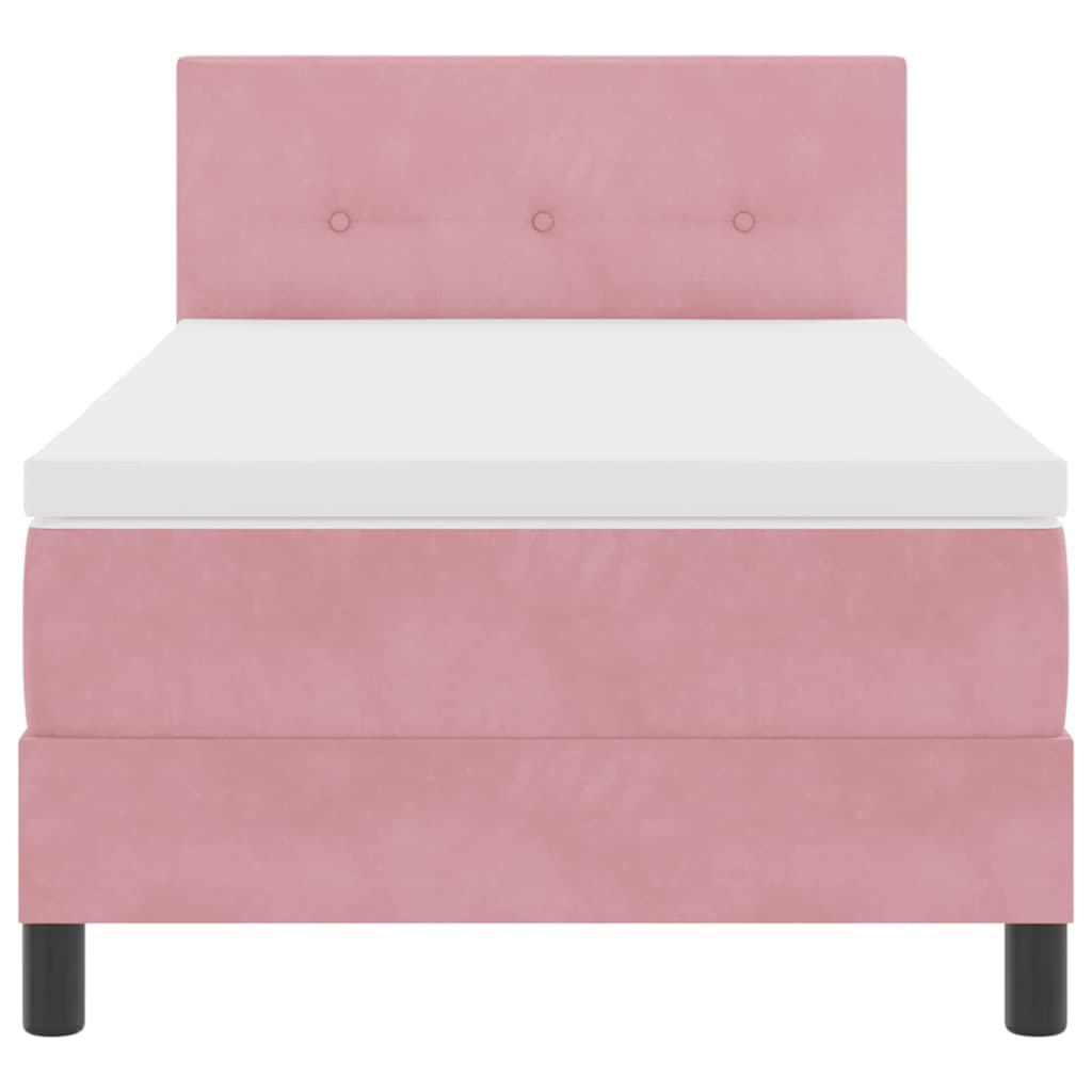 Box spring seng med hovedgærde Lyserød 100 x 200 cm Fløjl
