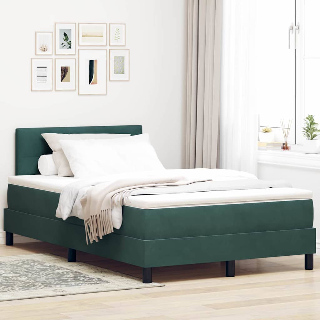Box spring seng med hovedgærde Mørkegrøn 120 x 200 cm Fløjl