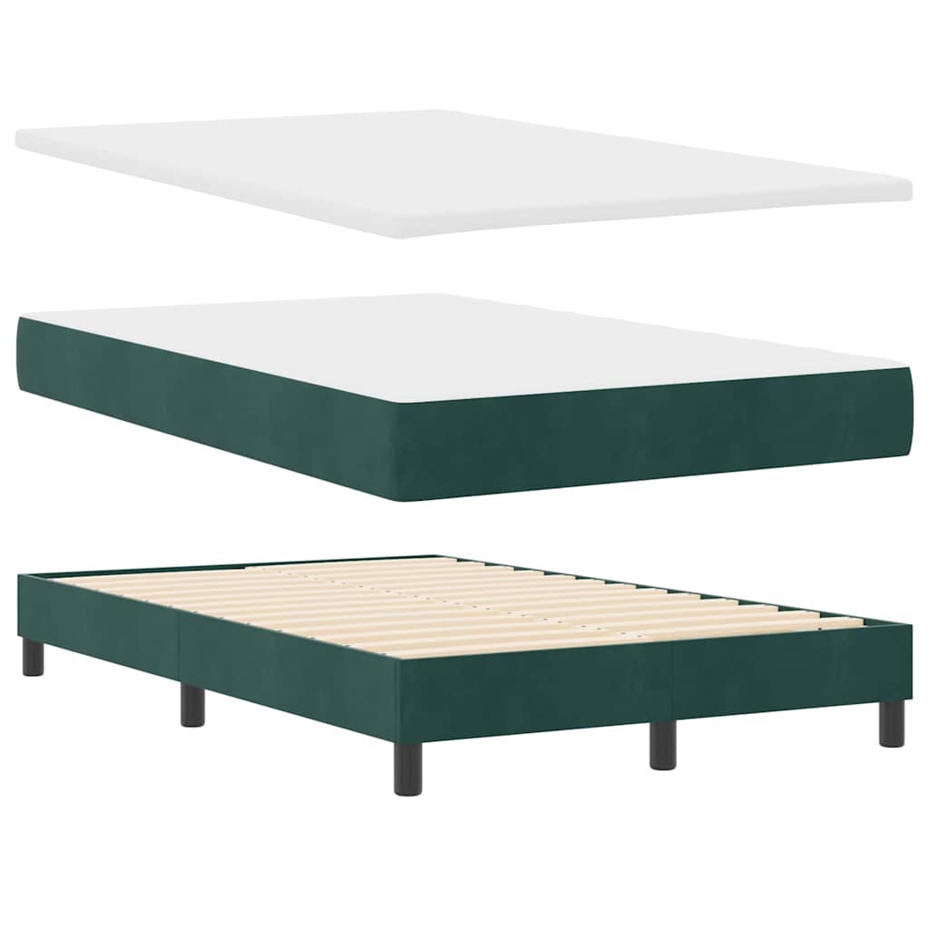 Box spring seng med hovedgærde Mørkegrøn 120 x 200 cm Fløjl