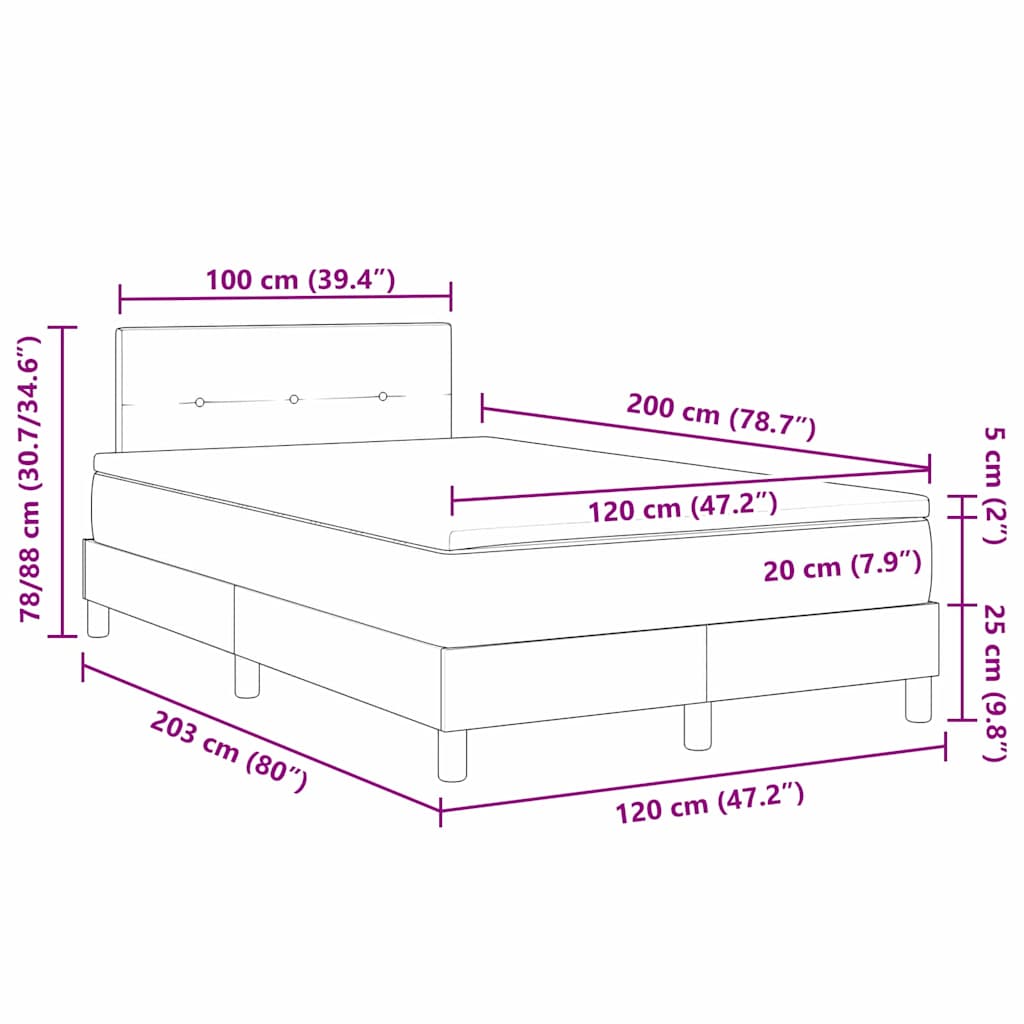 Box spring seng med hovedgærde Mørkegrøn 120 x 200 cm Fløjl