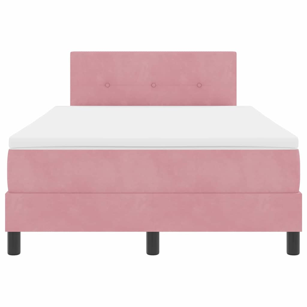 Box spring seng med hovedgærde Lyserød 120 x 200 cm Fløjl
