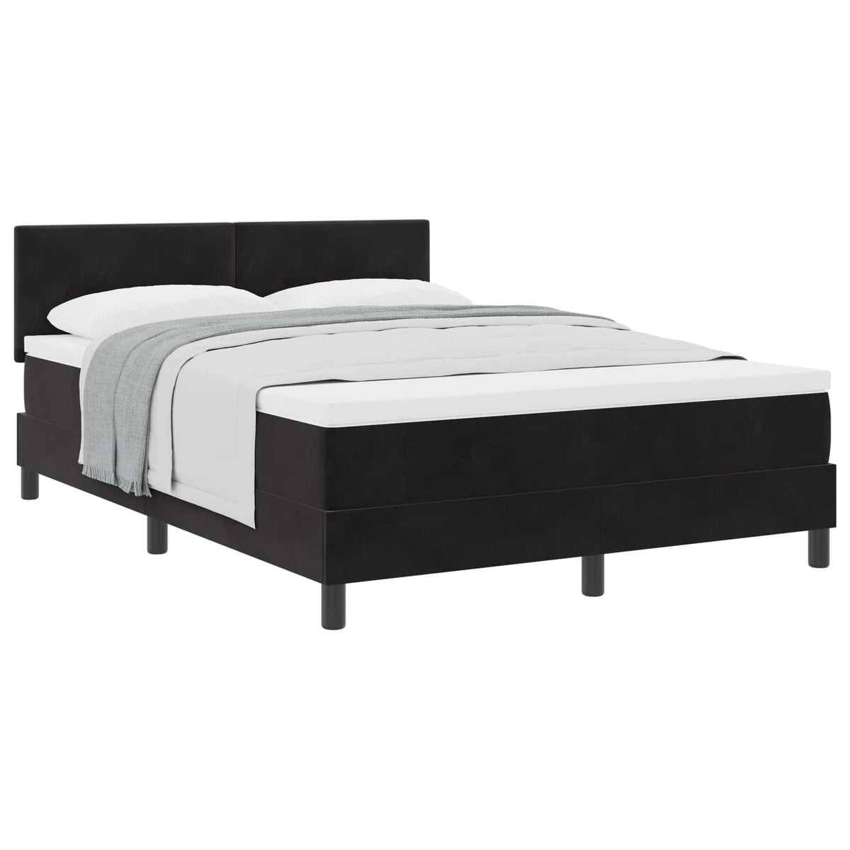 Box spring seng med hovedgærde Sort 160 x 200 cm Fløjl