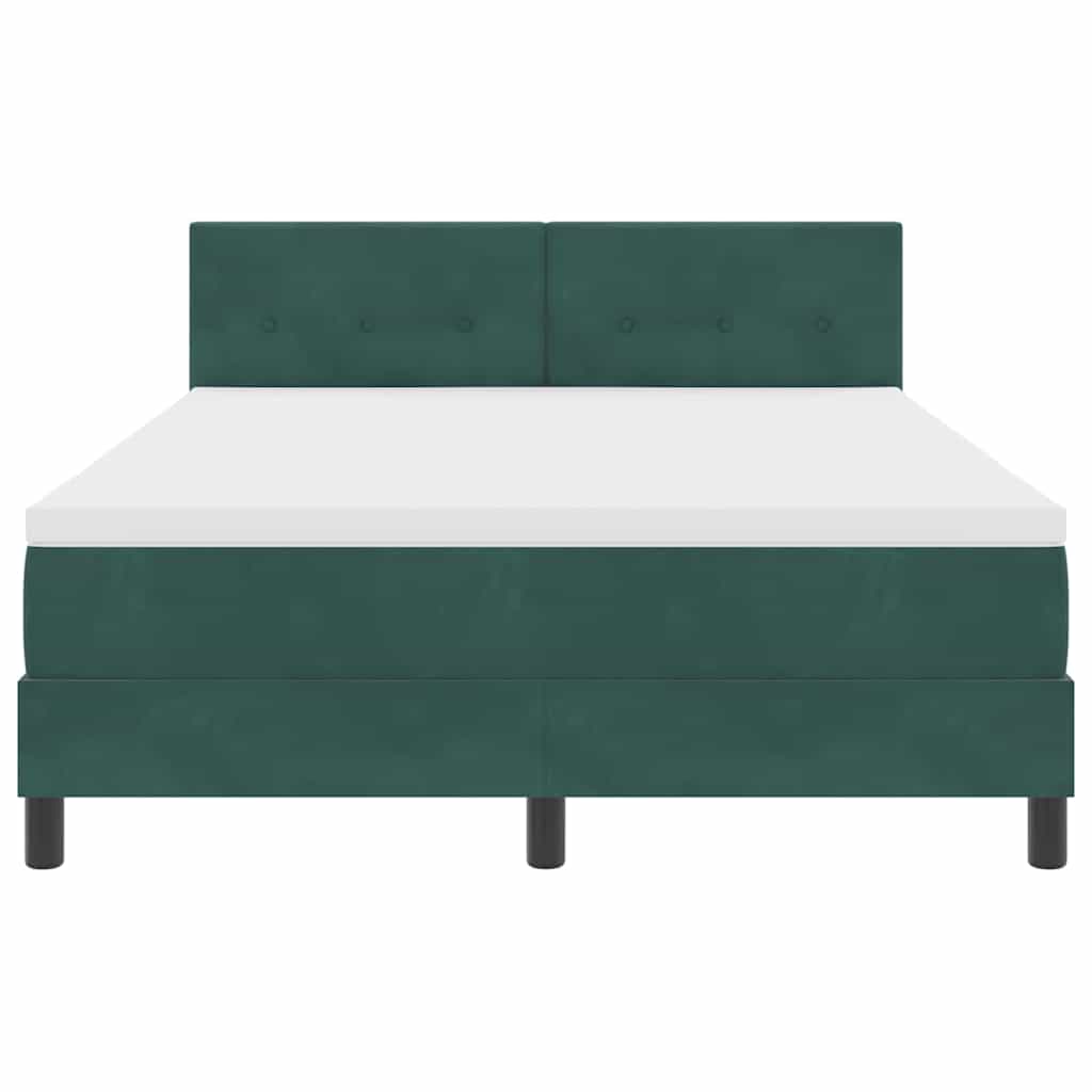 Box spring seng med hovedgærde Mørkegrøn 160 x 200 cm Fløjl