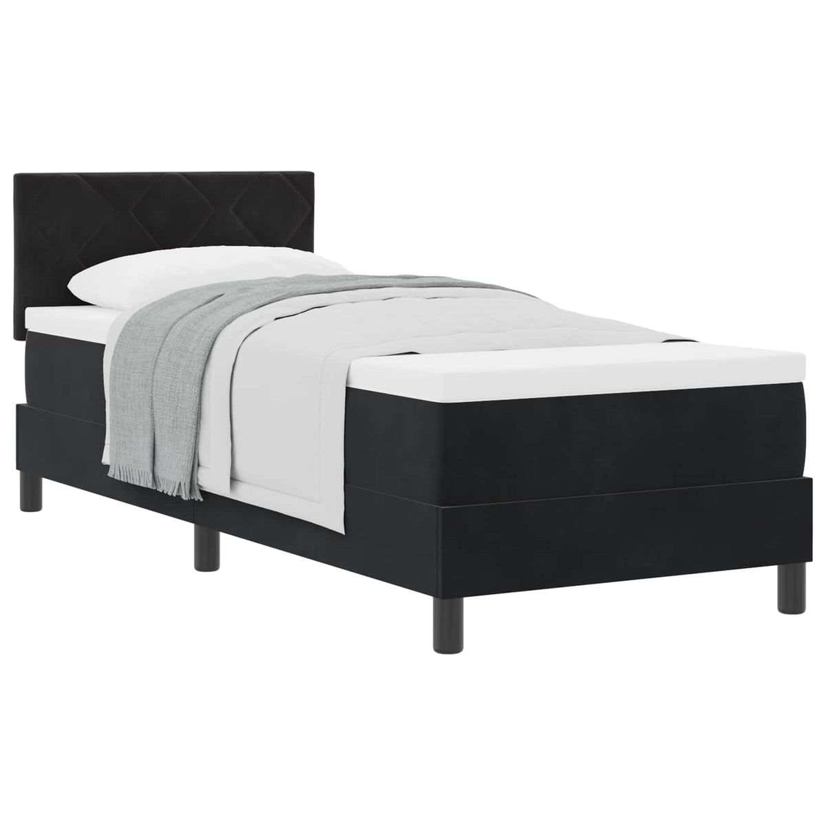 Box spring seng med pude med hovedgærde Sort 80 x 200 cm Fløjl