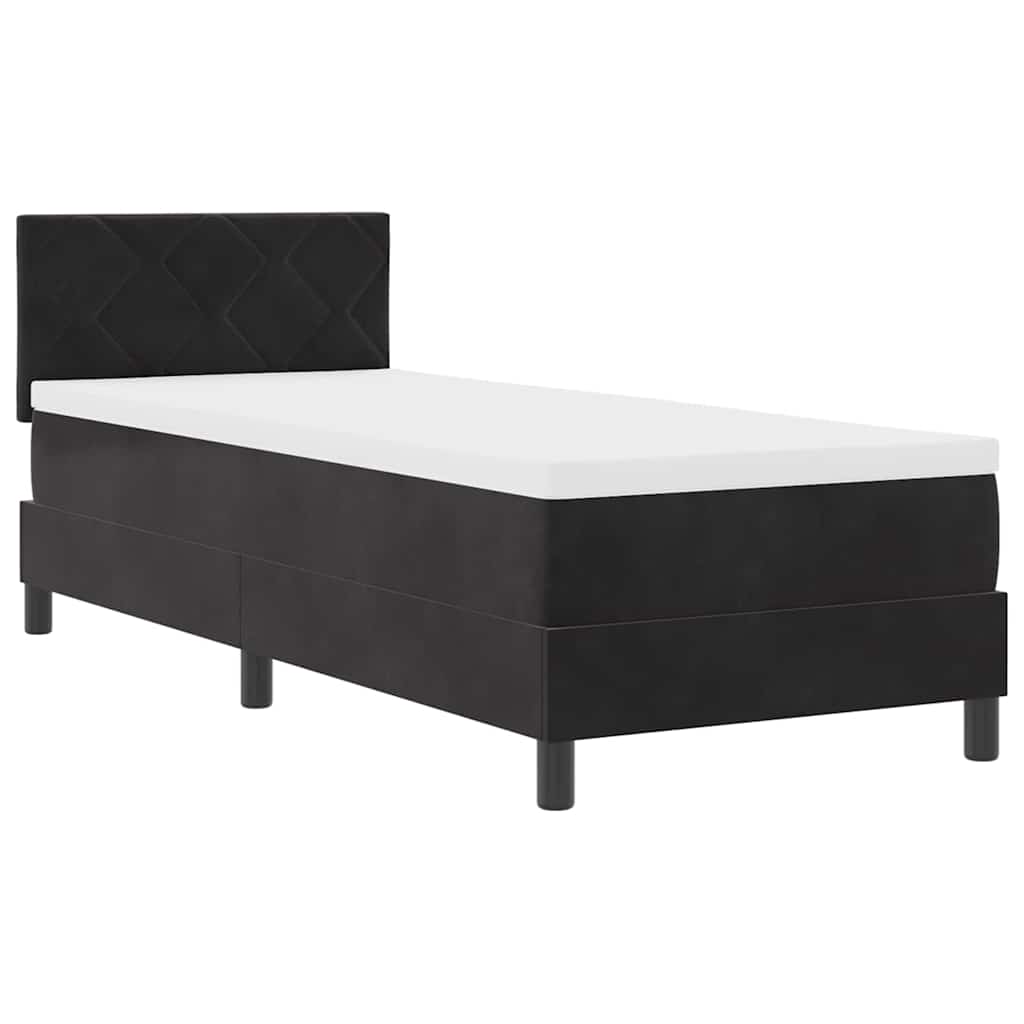 Box spring seng med pude med hovedgærde Sort 80 x 200 cm Fløjl