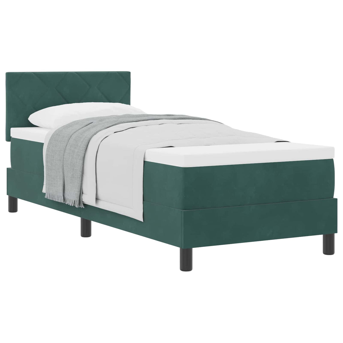 Box spring seng med hovedgærde Mørkegrøn 80 x 200 cm Fløjl