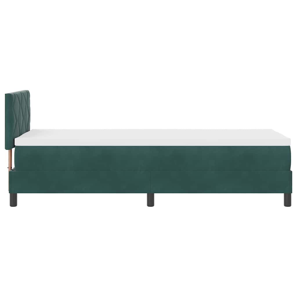 Box spring seng med hovedgærde Mørkegrøn 80 x 200 cm Fløjl