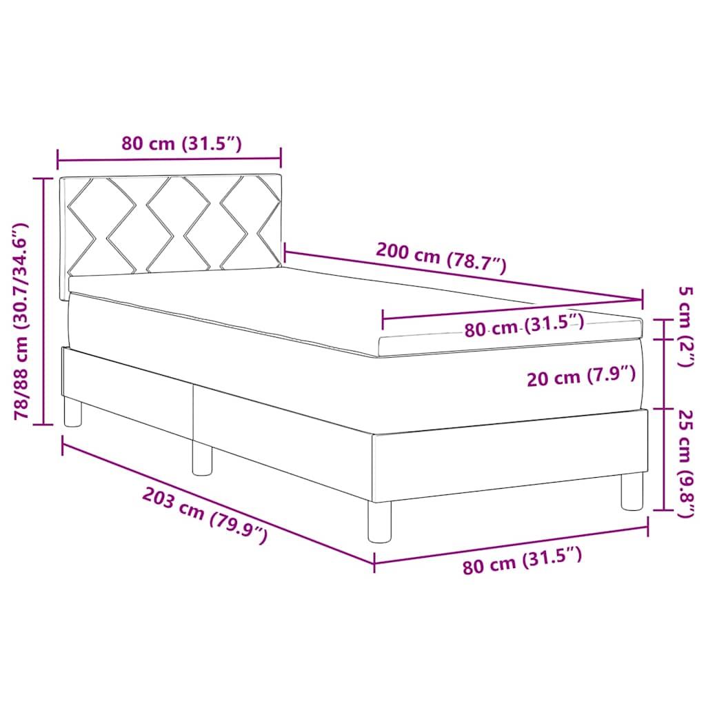 Box spring seng med hovedgærde Mørkegrøn 80 x 200 cm Fløjl