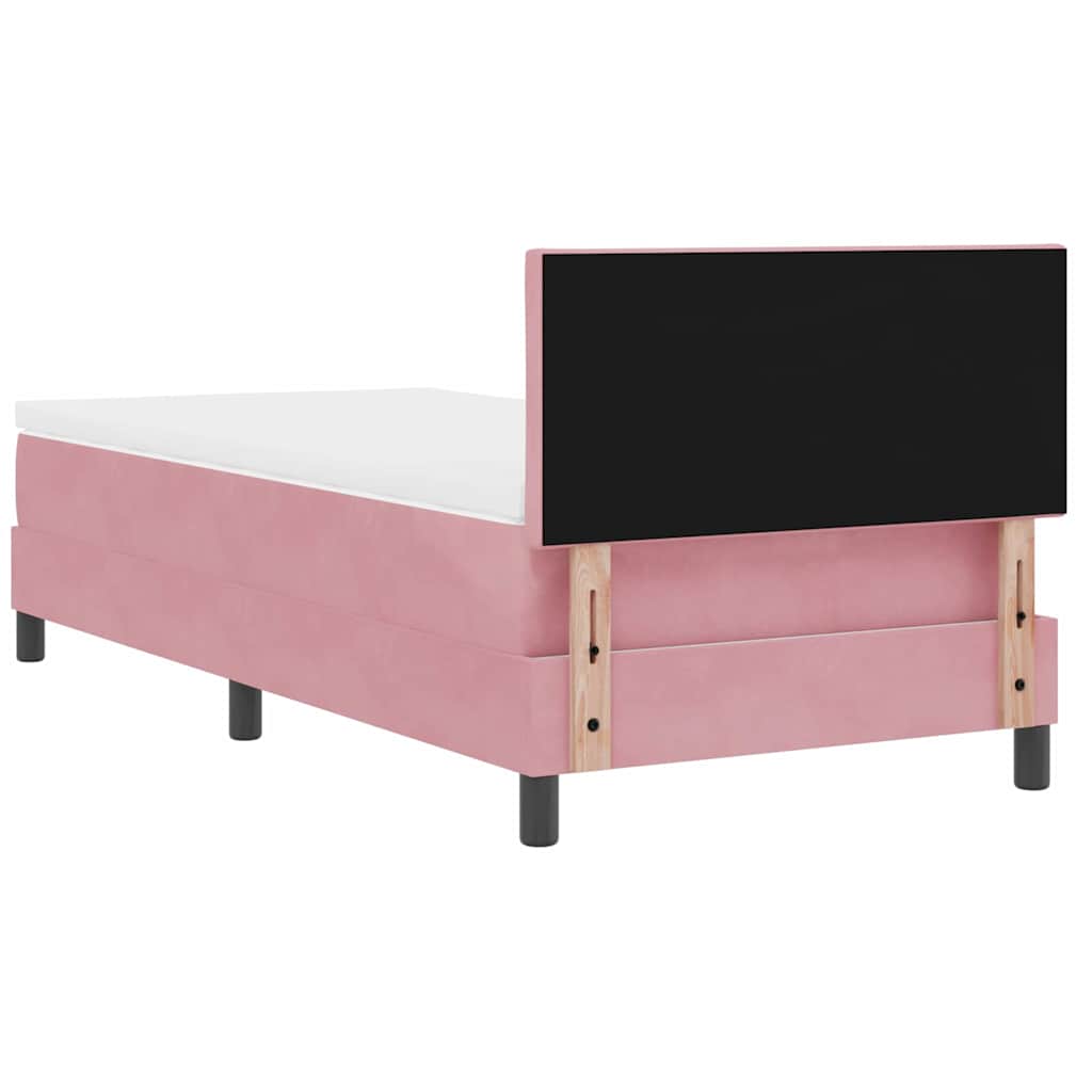 Box spring seng med hovedgærde Lyserød 90 x 190 cm Fløjl
