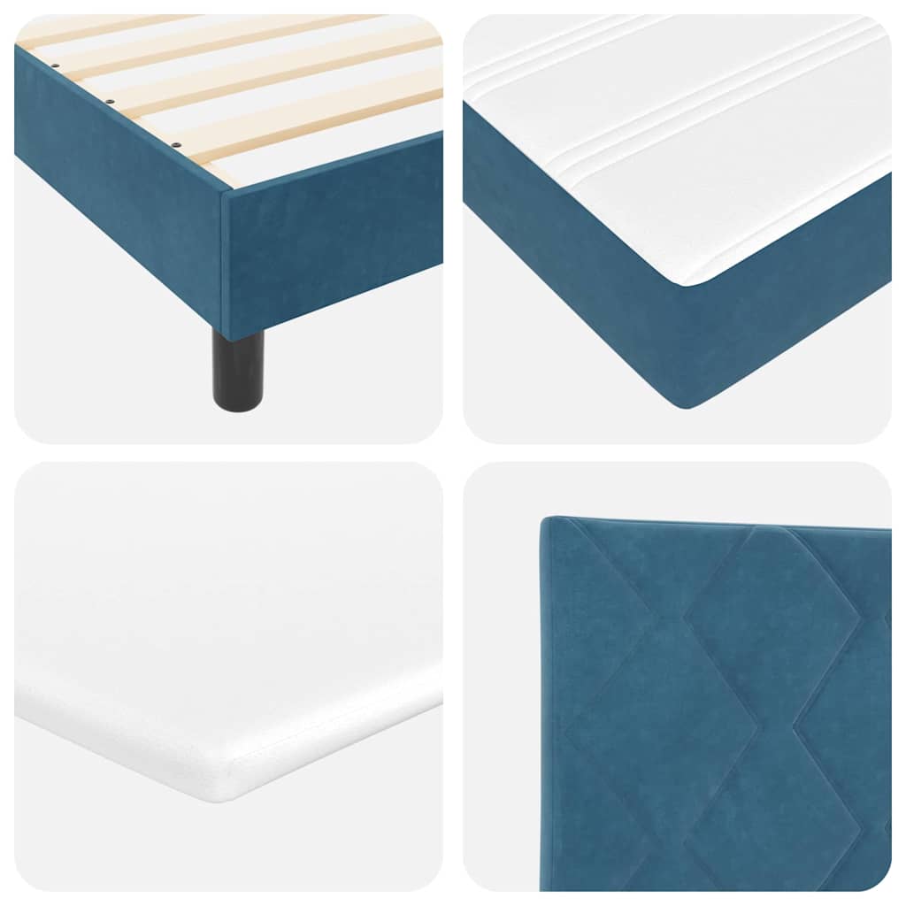 Box spring seng med hovedgærde Mørk blå 90 x 200 cm Fløjl