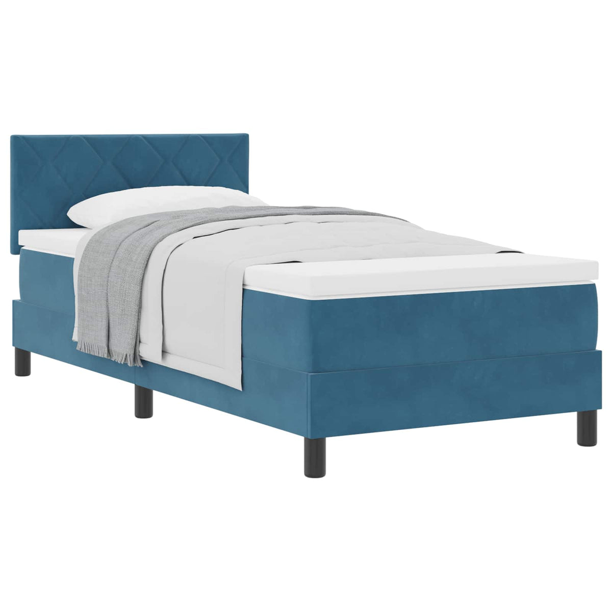 Box spring seng med hovedgærde Mørk blå 90 x 200 cm Fløjl