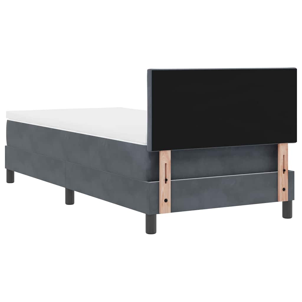 Box spring seng med hovedgærde Mørkegrå 100 x 200 cm Fløjl